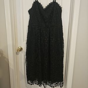 City Chic Black Sweetheart Spaghetti Strap Midi Dress